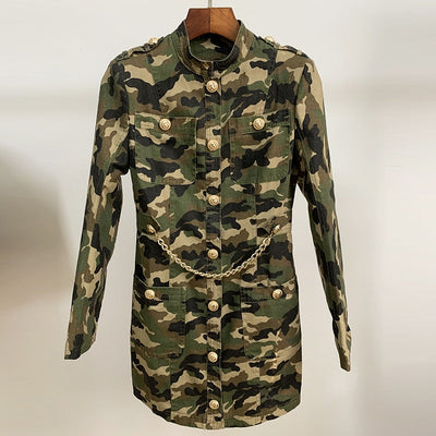 Lion Button Camouflage Dress