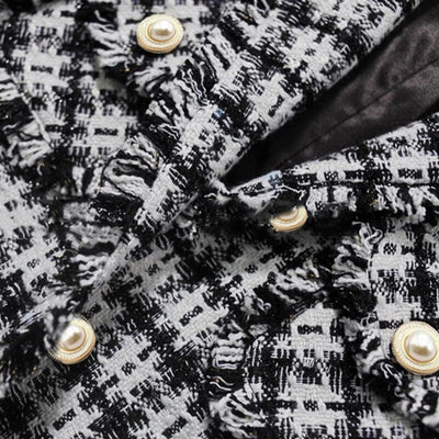 Black & White Plaid Tweed Jacket
