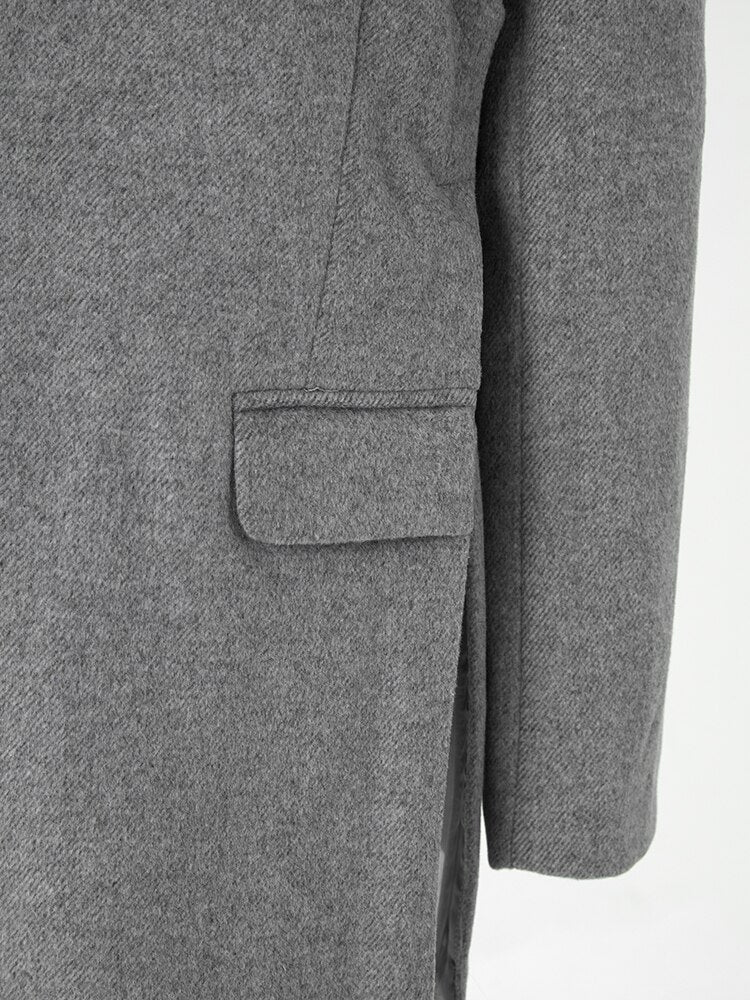 Gray Irregular Woolen Coat