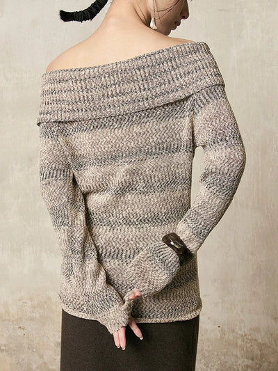 Off Shoulder Long Sleeve Pullover Sweater