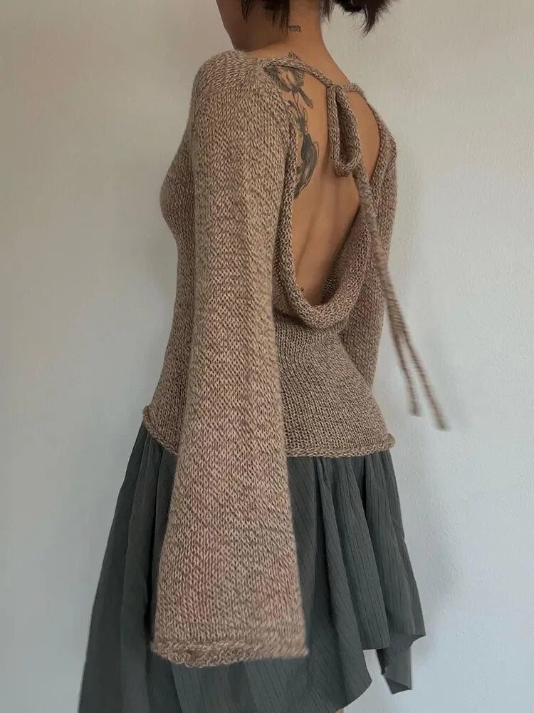 Backless Loose Sweater Pullover