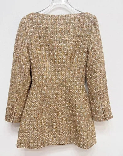 Tweed Off Shoulder Mini Dress