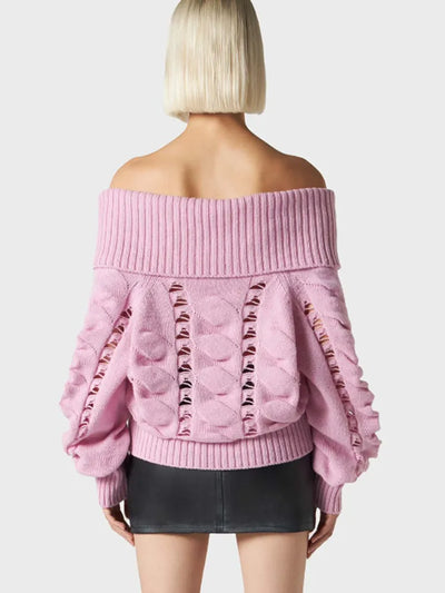 Cut Out Knitting Off Shoulder Sweater