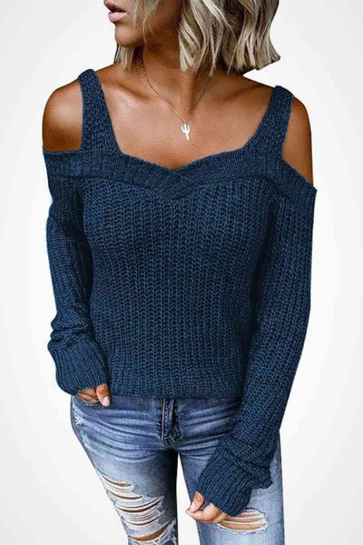 Long Sleeve Cold Shoulder Sweater