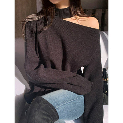 Bare Shoulders Knitted Sweater