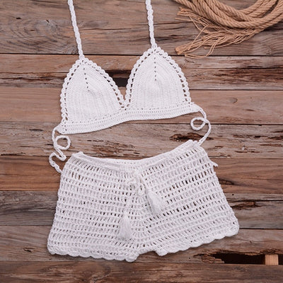 Crochet Bikini Push-Up Halter Set
