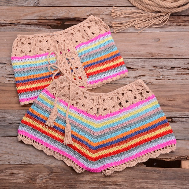 Handmade Crochet Knitted Bikini Short Set