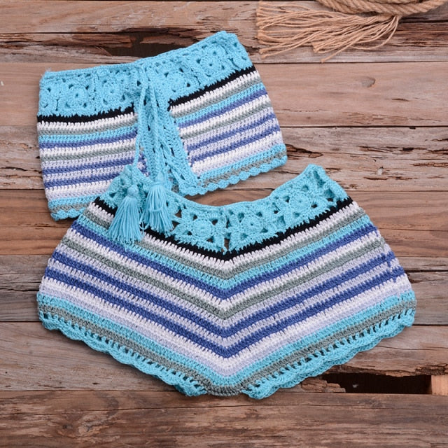 Handmade Crochet Knitted Bikini Short Set