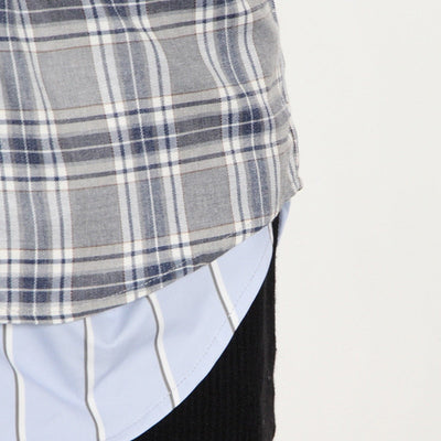 Patchwork Plaid Split A Line Skirt