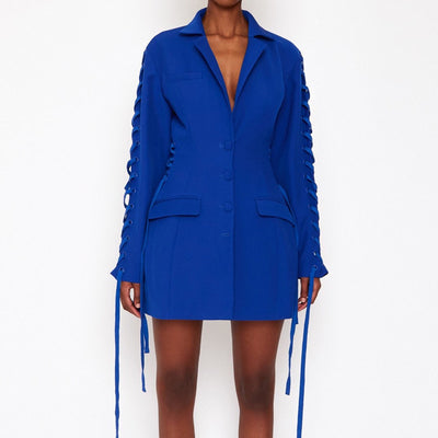 Blue Single Breasted Notched Blazer