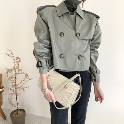 Cargo Double Breasted Cropped Trench Coat