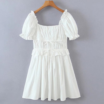 White Cotton Ruffle Dress