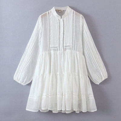 Cotton Linen Boho Vintage Lantern Sleeve Dress