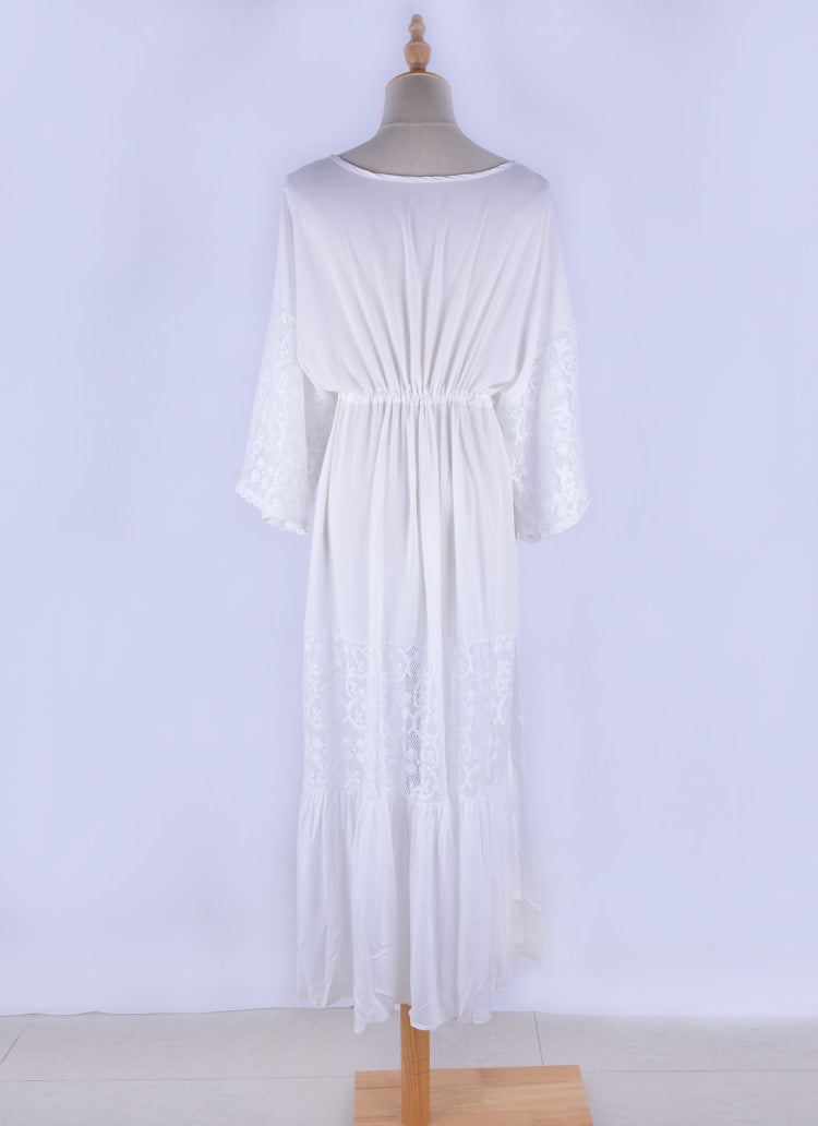 White Boho Hippie Maxi Long Dress