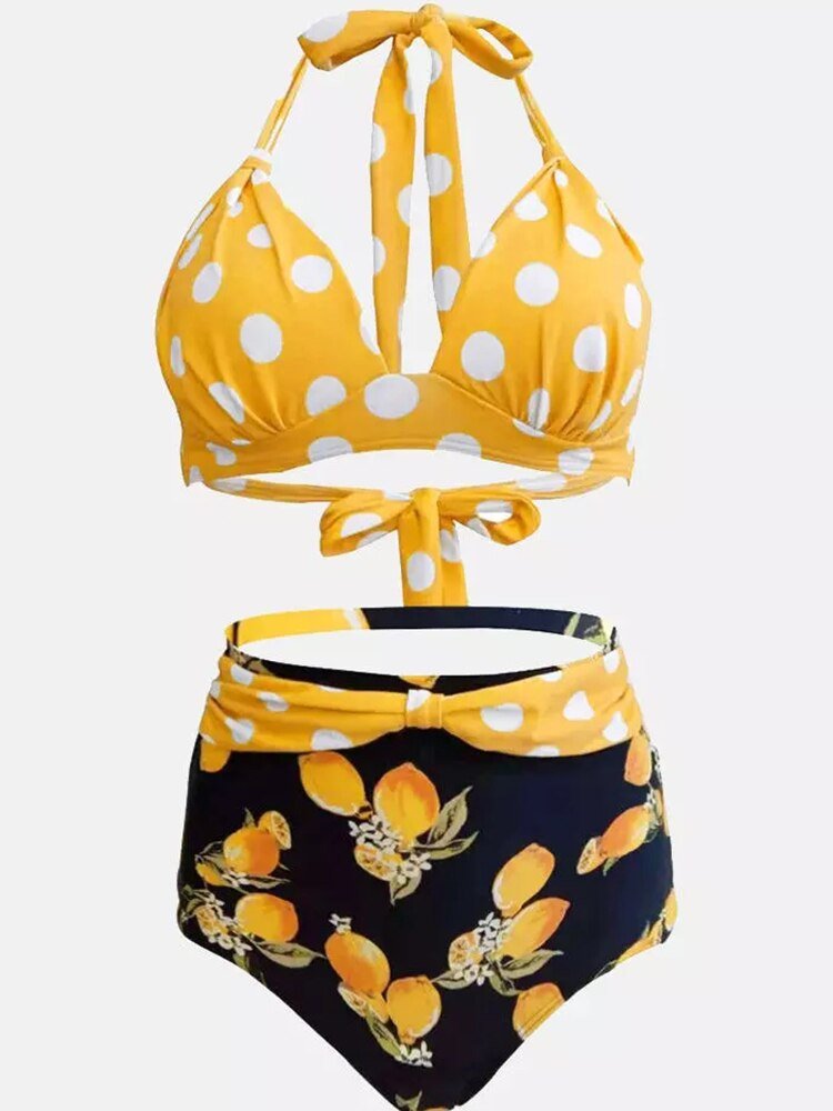 Modioza Bikini-Sets mit gelbem Aufdruck